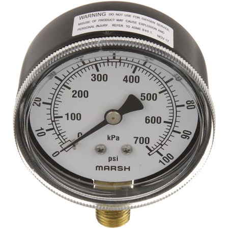 Champion Dishwasher Pressure Gauge 2-1/2, 0-100Psi 100135
